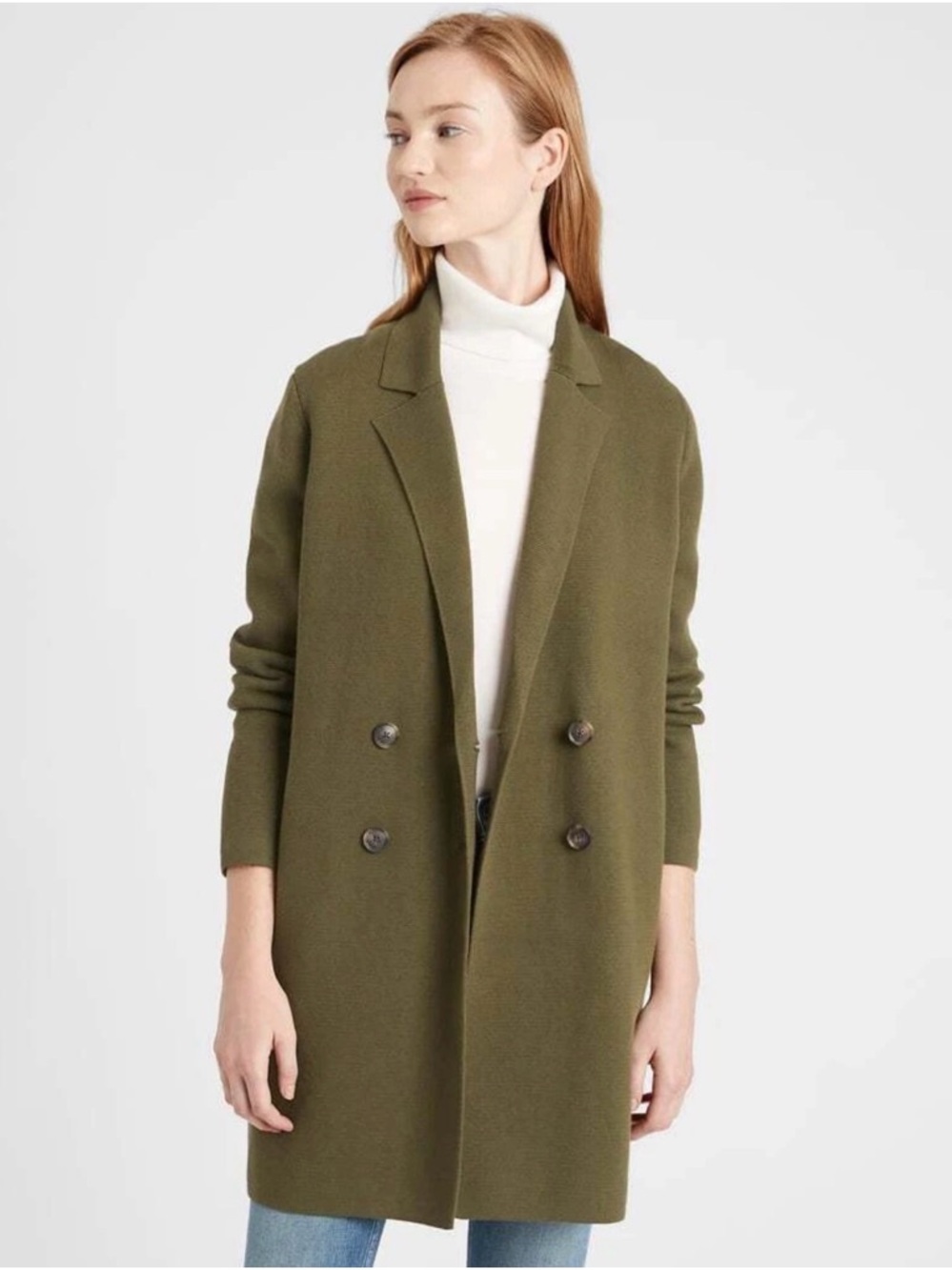 Banana Republic Olive Green Double-Breasted Trench Coat